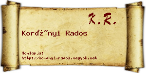 Korányi Rados névjegykártya